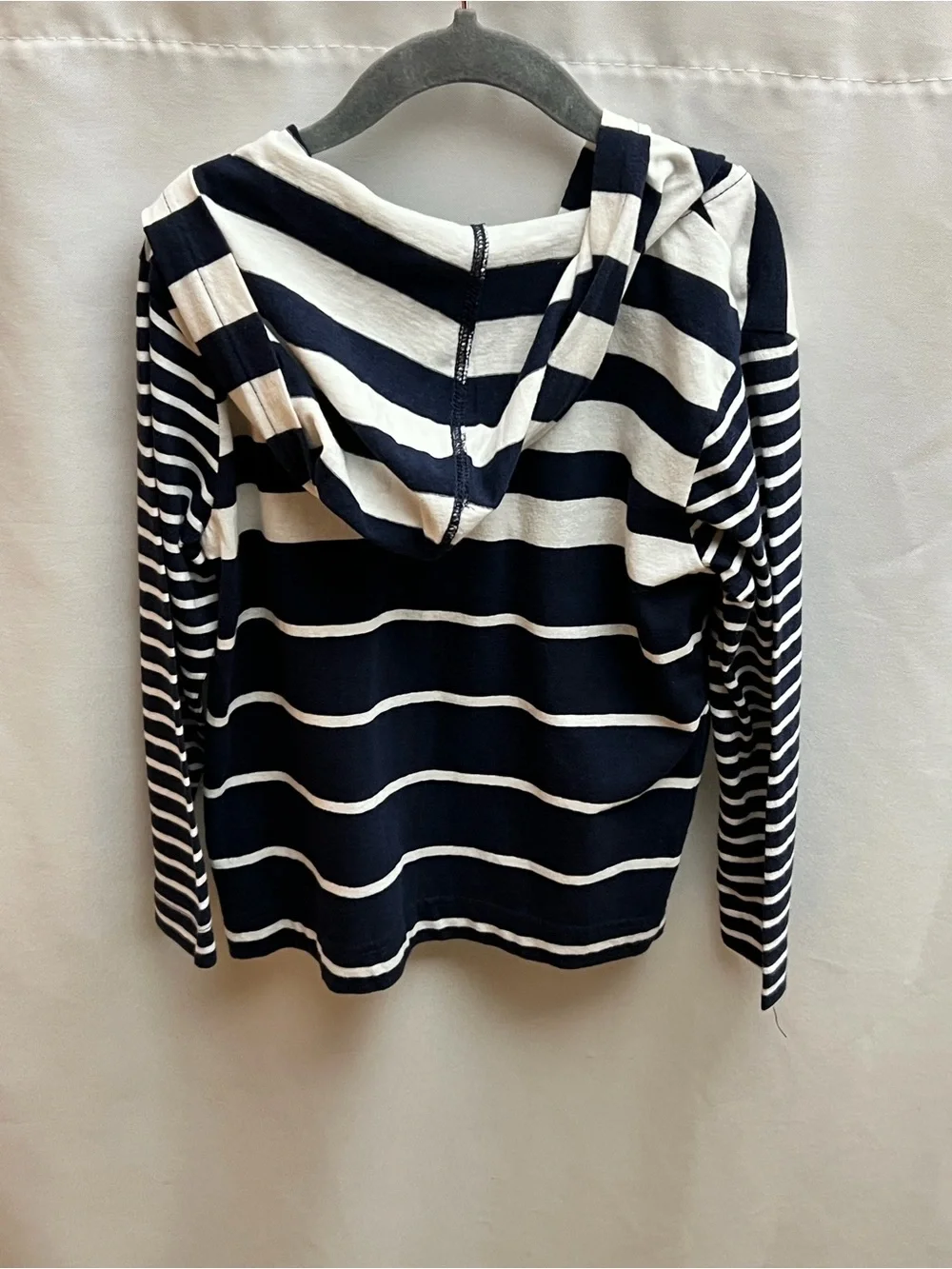 The Children’s Place Boys 4T Navy White Striped Hooded Henley Shirt Cotton